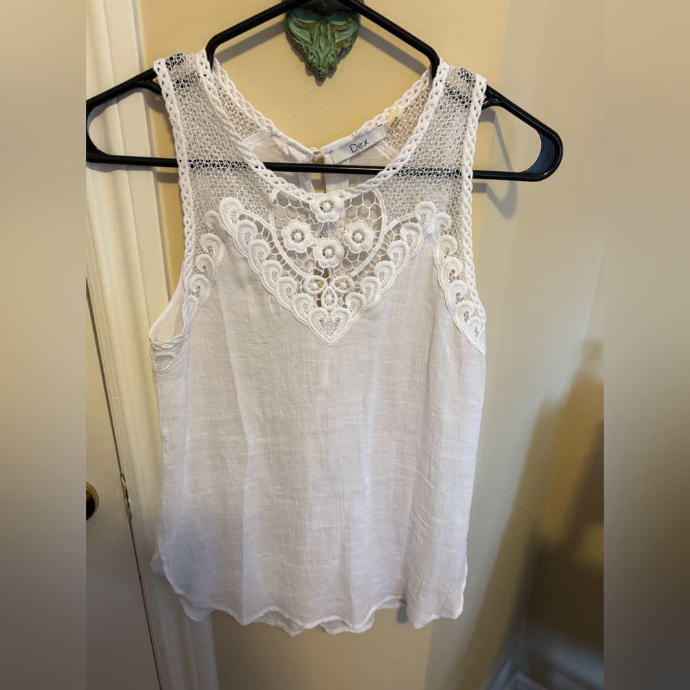 Dex White Crochet Lace Tank Camisole